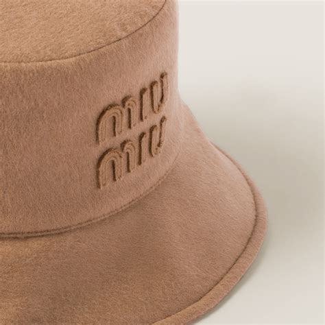 miu miu brown hat|Camel Brown Wool Bucket Hat .